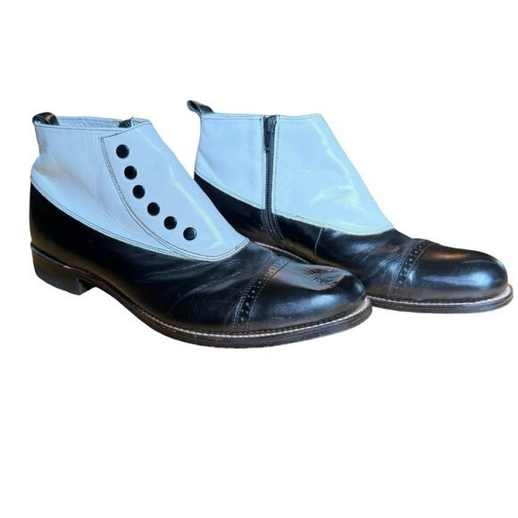 Stacy Adams Madison Spectator Spat Ankle Boots Black White Shoes Leather 10 D main image 16